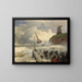 Tempestad sobre el rompeolas - Andreas Achenbach — cuadro enmarcado en la pared
