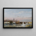 A Frozen Waterway with Skaters near a Refreshment Stand - Andreas Schelfhout — framed artwork on a wall