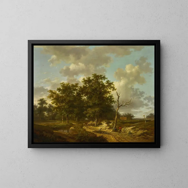 Paisaje de verano - Andreas Schelfhout — cuadro enmarcado en la pared