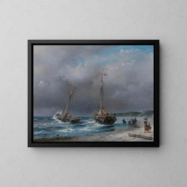 Descarga de la pesca - Andreas Schelfhout — cuadro enmarcado en la pared
