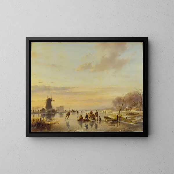 Invierno en Holanda - Andreas Schelfhout — cuadro enmarcado en la pared