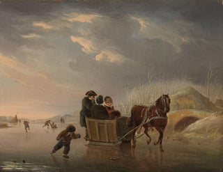 Andries Vermeulen - Winter Scene HorseSleigh on the Ice.webp
