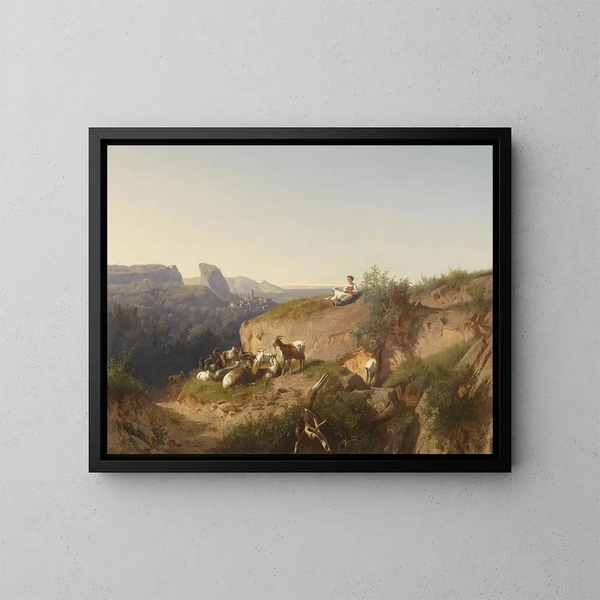 Bergère con un rebaño - András Mark — cuadro enmarcado en la pared