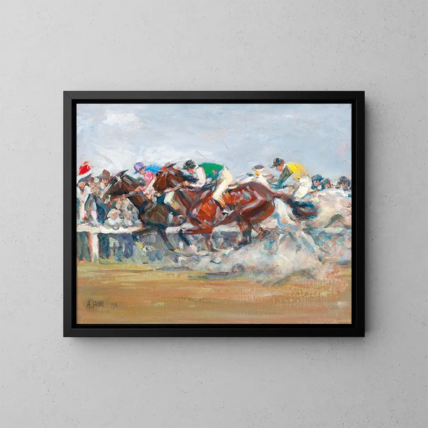 Carrera de caballos - Angelo Jank — cuadro enmarcado en la pared