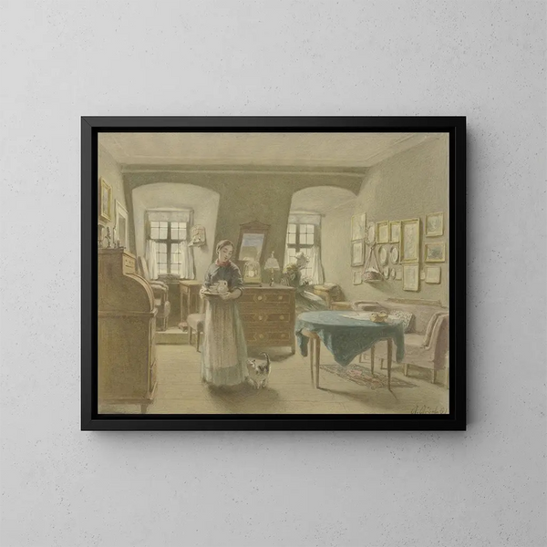 Sala de estar campestre - Angilbert Göbel — cuadro enmarcado en la pared