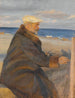 Michael Ancher painting on the shore - Anna Ancher — artwork view