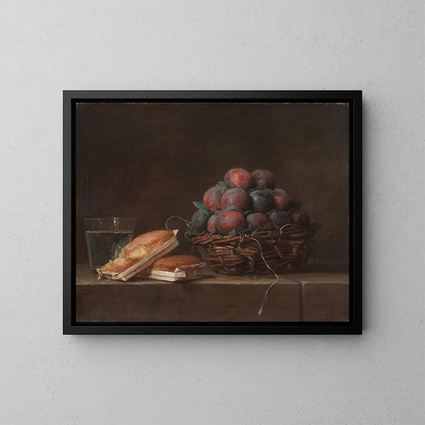 Cesta de ciruelas - Anne Vallayer-Coster — cuadro enmarcado en la pared