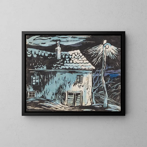 Maison la nuit - Anny Dollschein — cuadro enmarcado en la pared