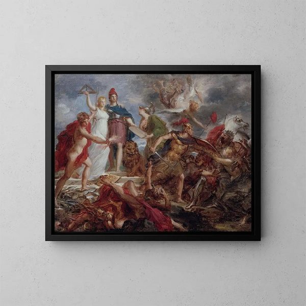 la Alegoría revolucionaria de la Libertad, de la Igualdad y de la Civilización que rechaza el Despotismo - Anónimo — cuadro enmarcado en la pared