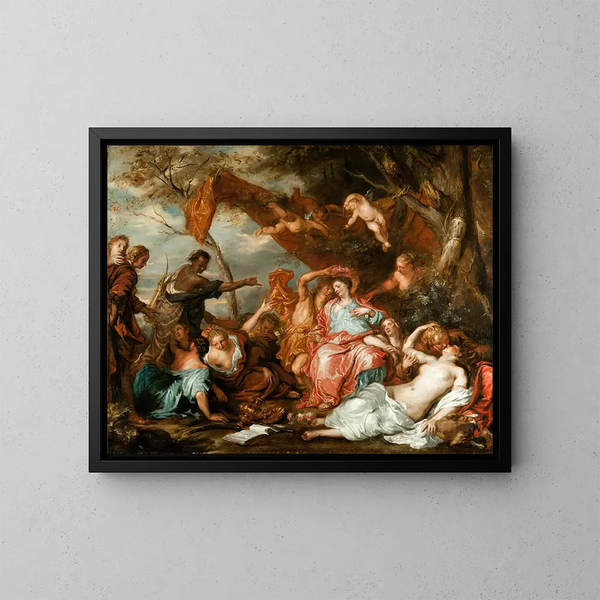 de Amaryllis y Mirtillo, escena de Pastor Fido de Guarini - Anónimo — cuadro enmarcado en la pared