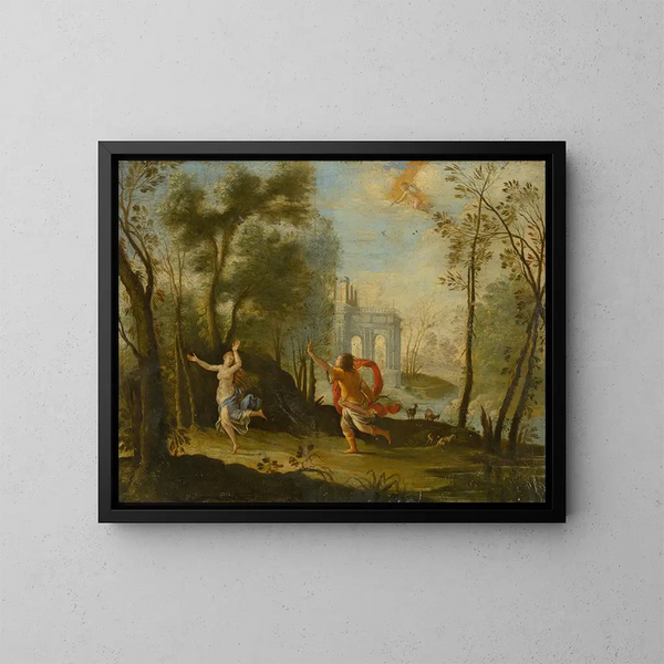 Apollo Chasing Daphne - Anonymous — framed artwork on a wall