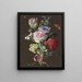Composición Floral con Anémonas y Mariposa Marrón - Anónimo — cuadro enmarcado en la pared