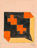 Diseño de cuadro para textil en naranja, negro y amarillo - Anónimo — vista de la obra