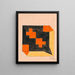 Diseño de cuadro para textil en naranja, negro y amarillo - Anónimo — cuadro enmarcado en la pared