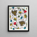 Motivo floral para textil impreso Pl VII - Anónimo — cuadro enmarcado en la pared
