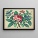 Grande Flor Roja, Flores Azules, Mariposa - Anónimo — cuadro enmarcado en la pared