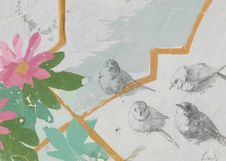 Anonymous - Partial depiction of pink blossoms and green leaves.webp