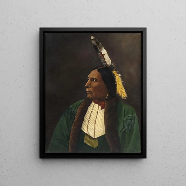 Portrait of a Native American - Anonymous — framed artwork on a wall
