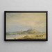 Scene of a river with a city castle on a hill and hardworking peasants - Anonymous — framed artwork on a wall