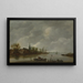 View of a river with a village church - Anonymous — framed artwork on a wall