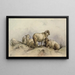 Sheep in a landscape - Anonymous — framed artwork on a wall
