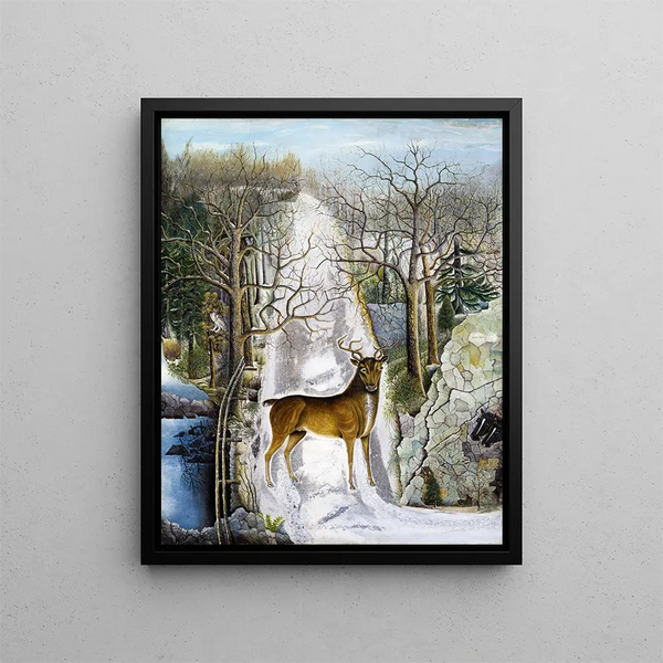 Deer at Echo Rock - Anonymous — framed artwork on a wall