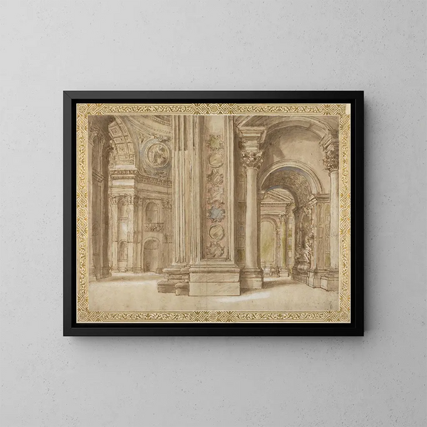 L'intérieur de Saint-Pierre à Rome - Anónimo — cuadro enmarcado en la pared