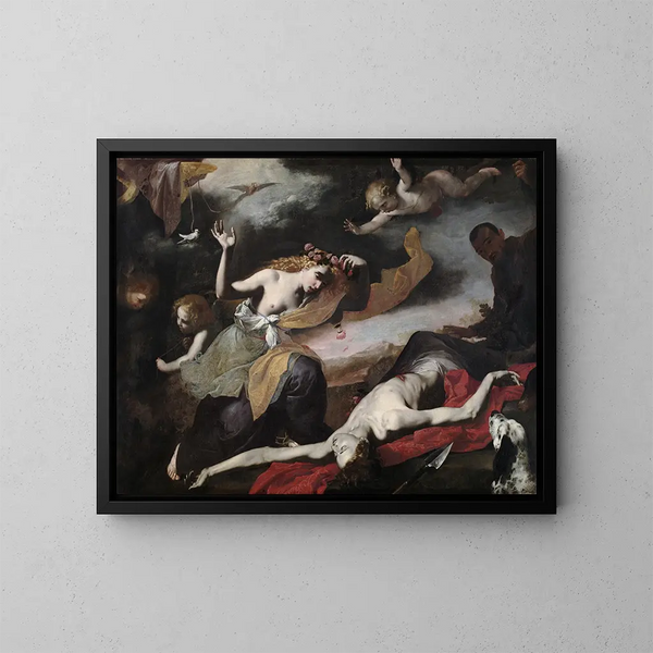 Venus discovering the dead Adonis - Anonymous — framed artwork on a wall