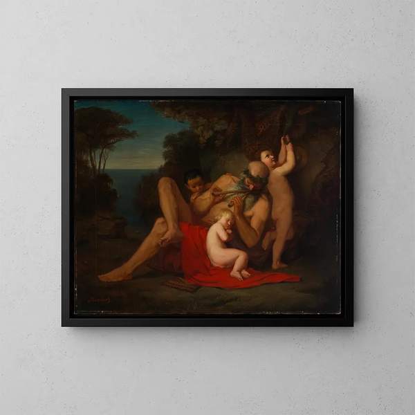 Silen con un niño Baco dormido - Anselm Feuerbach — cuadro enmarcado en la pared