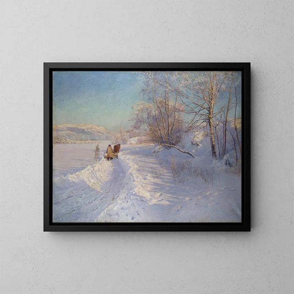 Una mañana de invierno después de una nevada en Dalarna - Anshelm Schultzberg — cuadro enmarcado en la pared