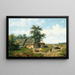 Figures devant un cottage par une journée ensoleillée - Anthonie Jacobus van Wijngaerdt — framed artwork on a wall