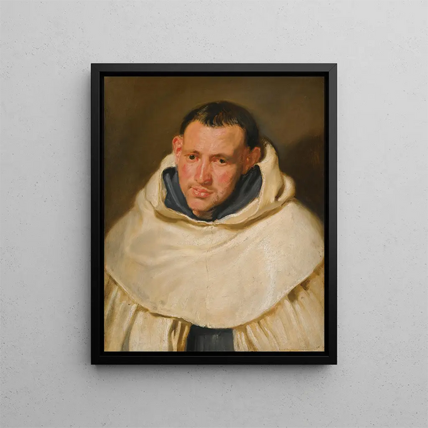 Retrato de un monje carmelita de cabeza y hombros - Antoine van Dyck — cuadro enmarcado en la pared