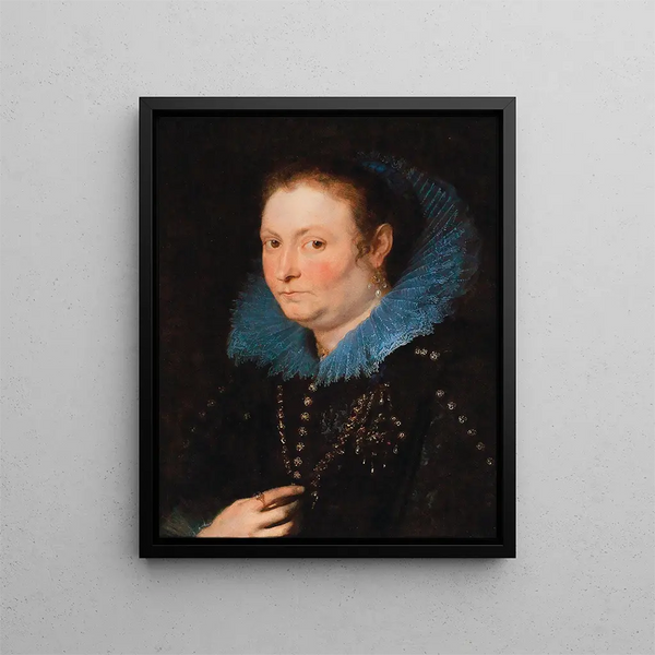 Retrato de una dama de medio cuerpo, considerada como una noble genovesa - Antoine van Dyck — cuadro enmarcado en la pared