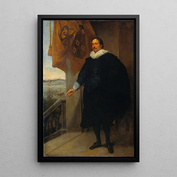 Retrato de un noble posiblemente Adriaan van der Borcht - Antoine van Dyck — cuadro enmarcado en la pared