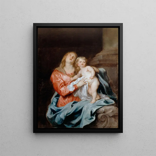 La Virgen con el Niño - Antoine van Dyck — cuadro enmarcado en la pared