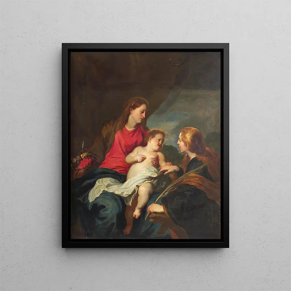 El matrimonio místico de Santa Catalina de Alejandría - Antoine van Dyck — cuadro enmarcado en la pared