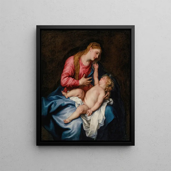 La Virgen con el Niño - Antoine van Dyck — cuadro enmarcado en la pared