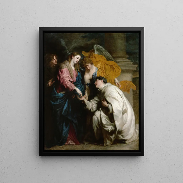 La visión del bienaventurado Hermann Joseph - Antoine van Dyck — cuadro enmarcado en la pared