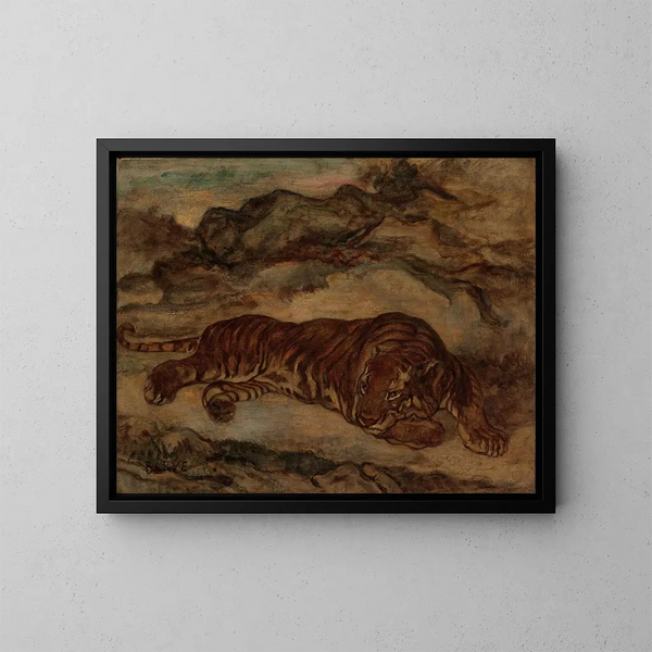 Tiger at Rest - Antoine-Louis Barye — framed artwork on a wall