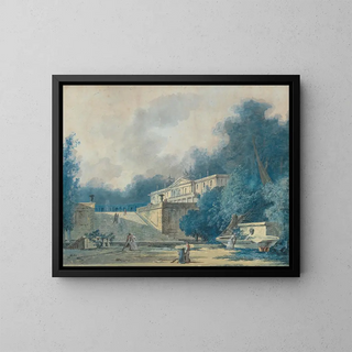 Antoine Pierre Mongin - A villa set in a park with figures in the foreground.webp