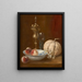 Melon with fruit cut and goldsmithing piece on a sideboard - Antoine Vollon — framed artwork on a wall