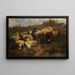 Petite bergère avec moutons - Anton Braith — framed artwork on a wall