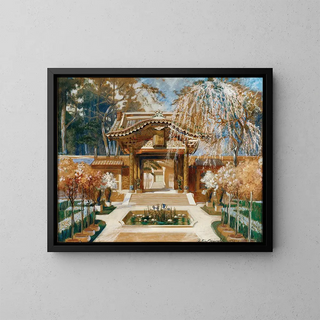 Anton Brioschi - Japanese temple and a blooming tree stage design.webp