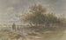 Landscape with Hunter and Peasant Plowing - Anton Burger — artwork view