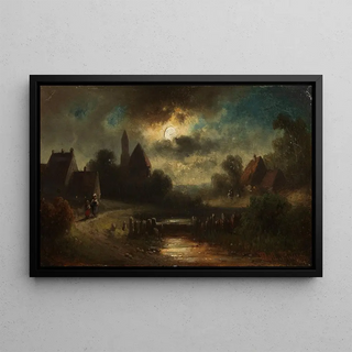 Anton Doll - Dorfansicht in der Abenddmmerung.webp