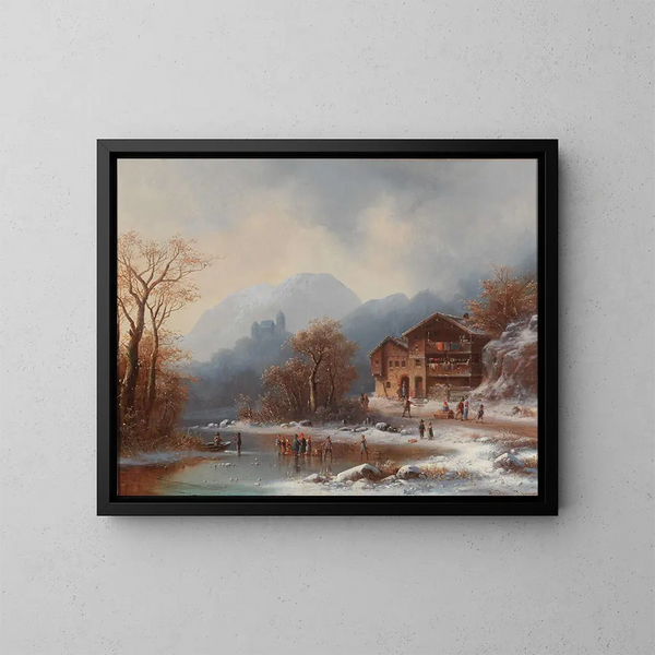 Placeres de invierno - Anton Doll — cuadro enmarcado en la pared
