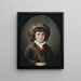 Portrait of a boy wearing a green jacket and a fur hat - Anton Ebert — framed artwork on a wall
