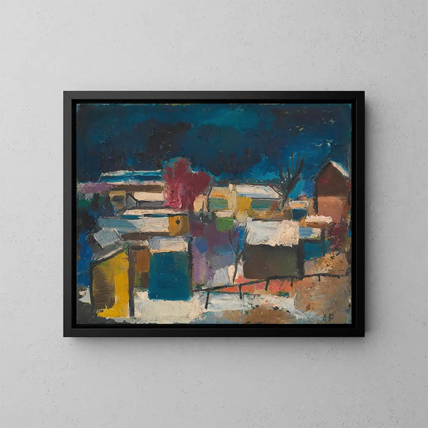 Paisaje de invierno en Speising - Anton Emanuel Peschka — cuadro enmarcado en la pared