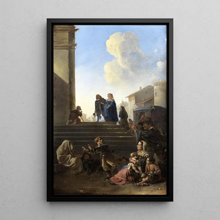 Anton Goubau - Peasants Before Church Steps.webp