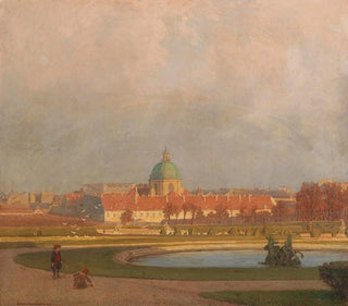 Anton Hans Karlinsky - Children Playing in the Belvedere Gardens in the Background the Salesian.webp